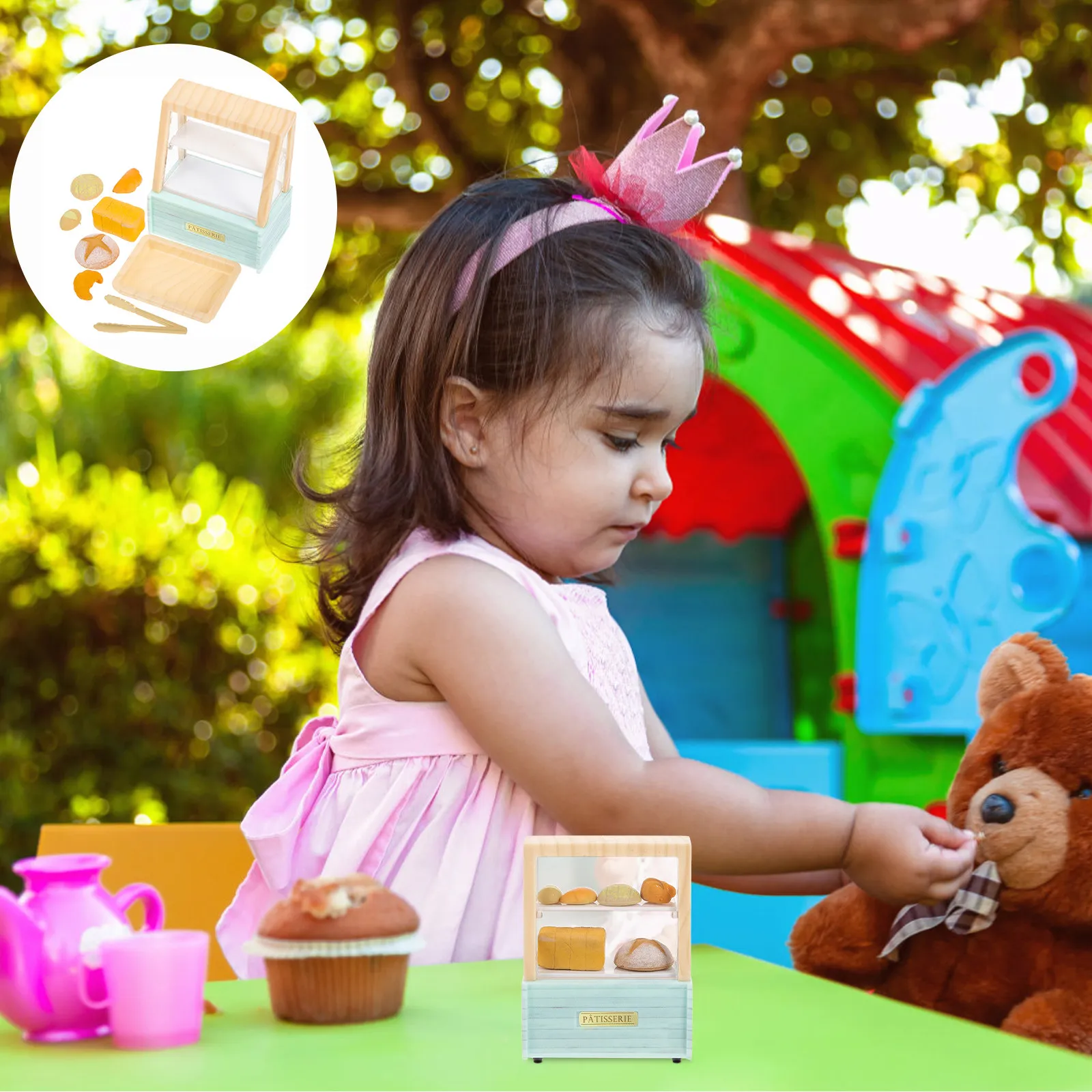 

Набор миниатюрных витрин для тортов и хлеба с подставками, яркие цвета, мини-витрина для кондитерских изделий, идеально подходит для миниатюрных сцен и декора кухни