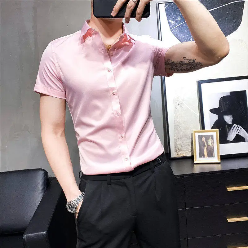 

Slim Fit ort Sve Men's irt 55 Small Size XS Busin Formal Faion Urban Sle Commute Summer Clothing