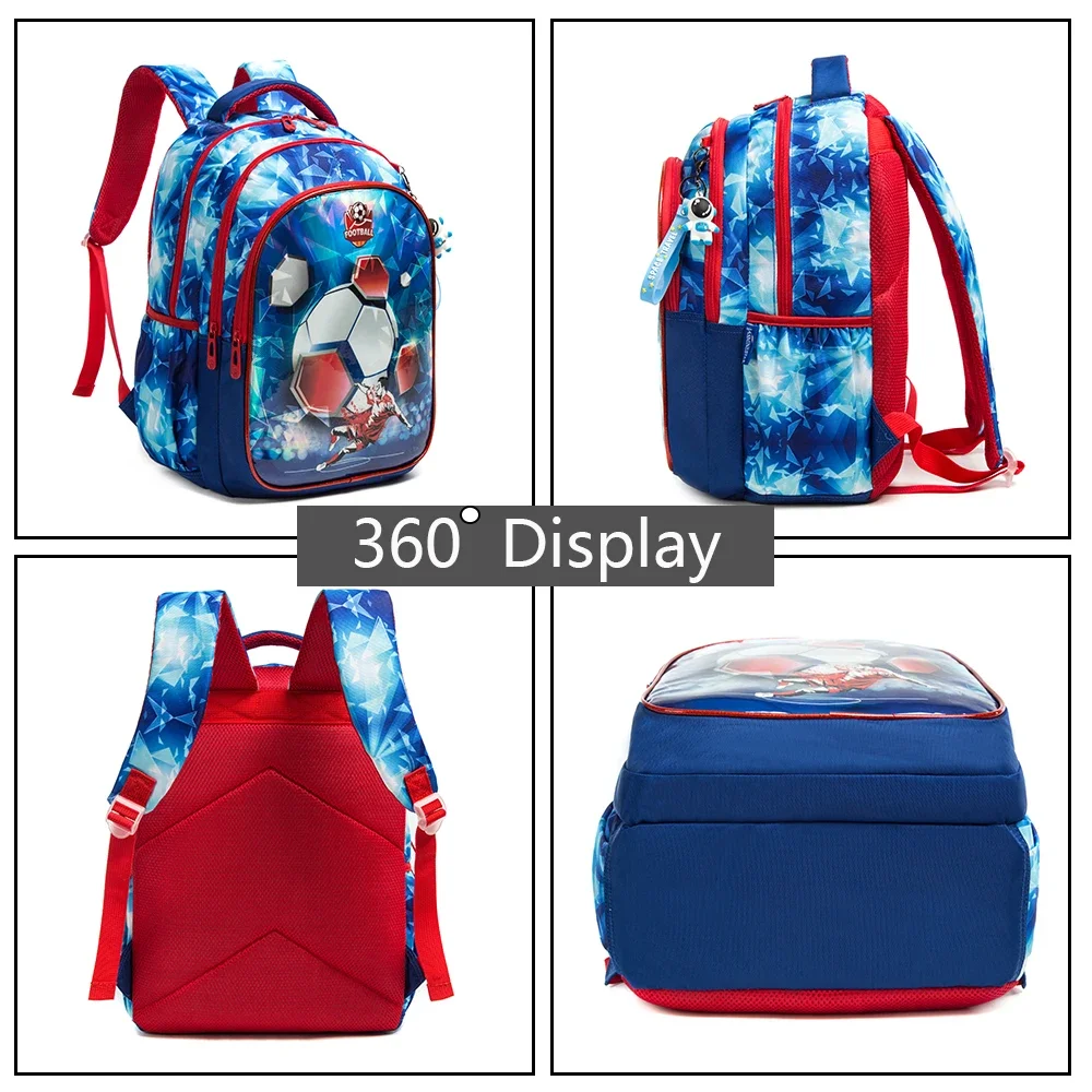 Neue Mode Fußball Schult aschen für Jungen 3 in 1 Rucksack mit Lunch Bag Feder mäppchen Kinder rucksack Kinderschule Rucksack