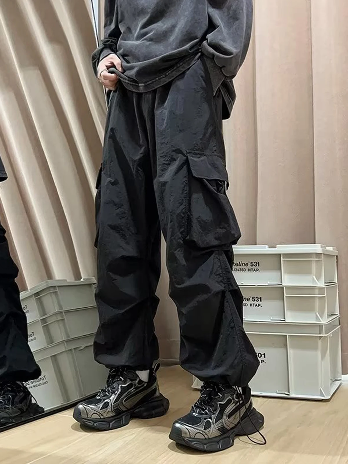 

Teenage Cargo Pants Appear Loose Wide Leg Fitting Casual and Versatile Sportswear Trousers Straight Leg Trendy Streetwear A043