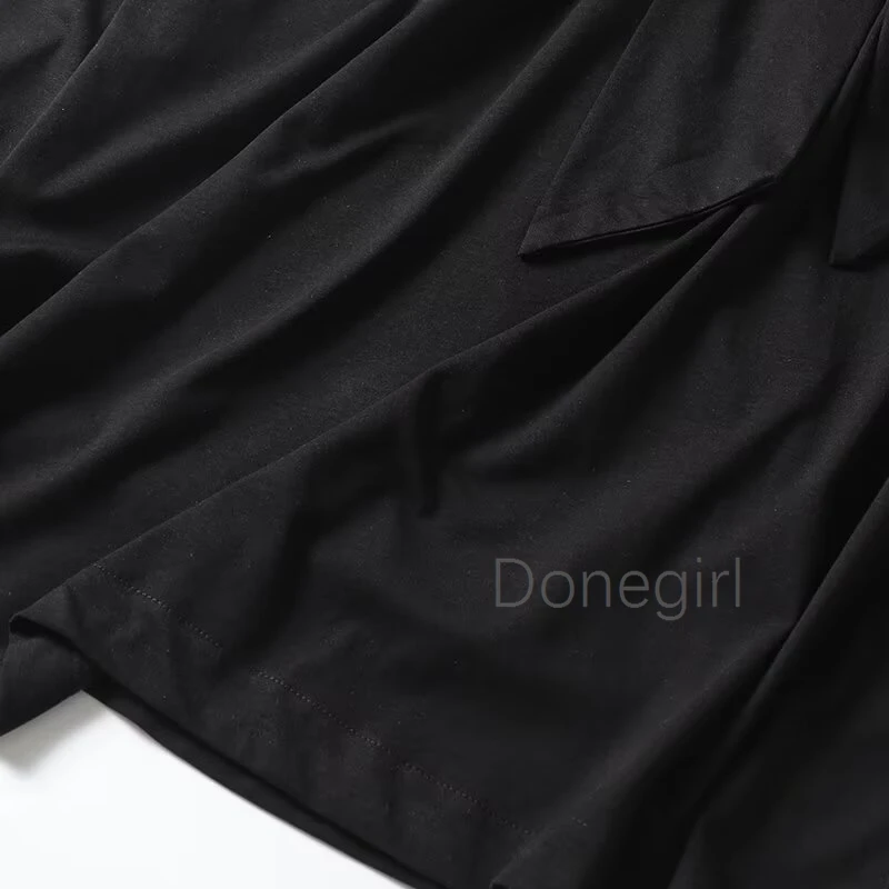 Donegirl-Robe longue décontractée à col rond pour femme, tenue chic assortie avec nœud, nouvelle mode été 2024