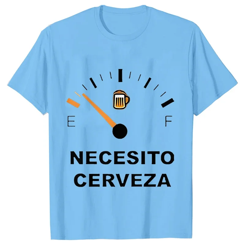 Men\'s Casual T-shirt NECESITO CERVEZA Print Men Tshirts Short Sleeve Tee Top Clothes for Summer Drinking Beer  T Shirt Tops