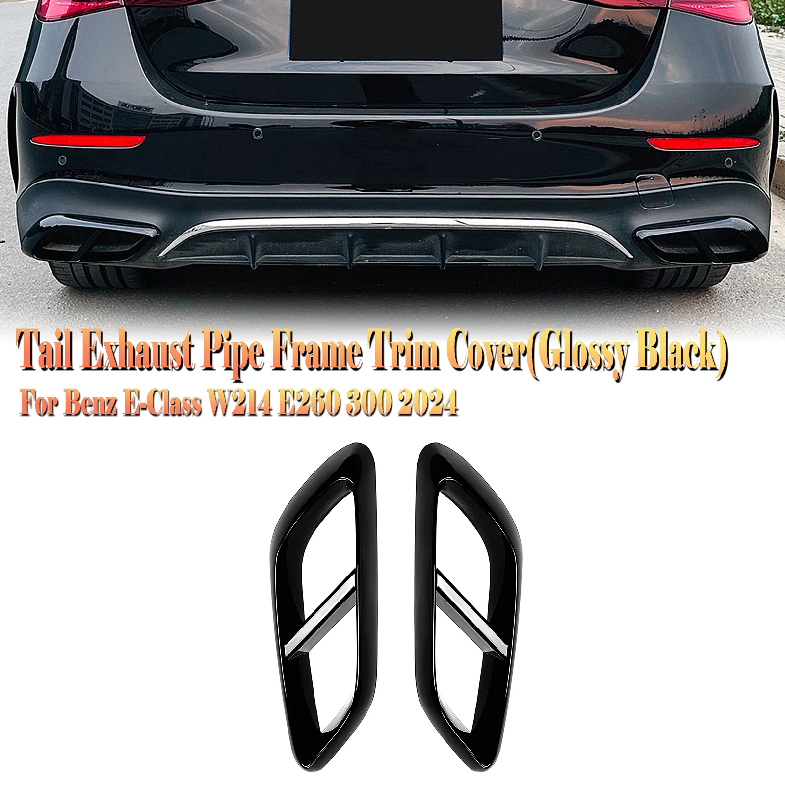 2PCS Car Rear Exhaust Muffler End Pipe Cover Trim For Mercedes Benz E Class W214 E260 E300 AMG 2024-2025