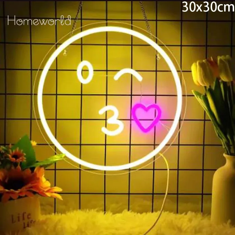 Smiley Face Neon Sign,Smile Face Led Light up Sign for Home Kids Room Office Wedding Birthday Party Decor  for Christmas Gift