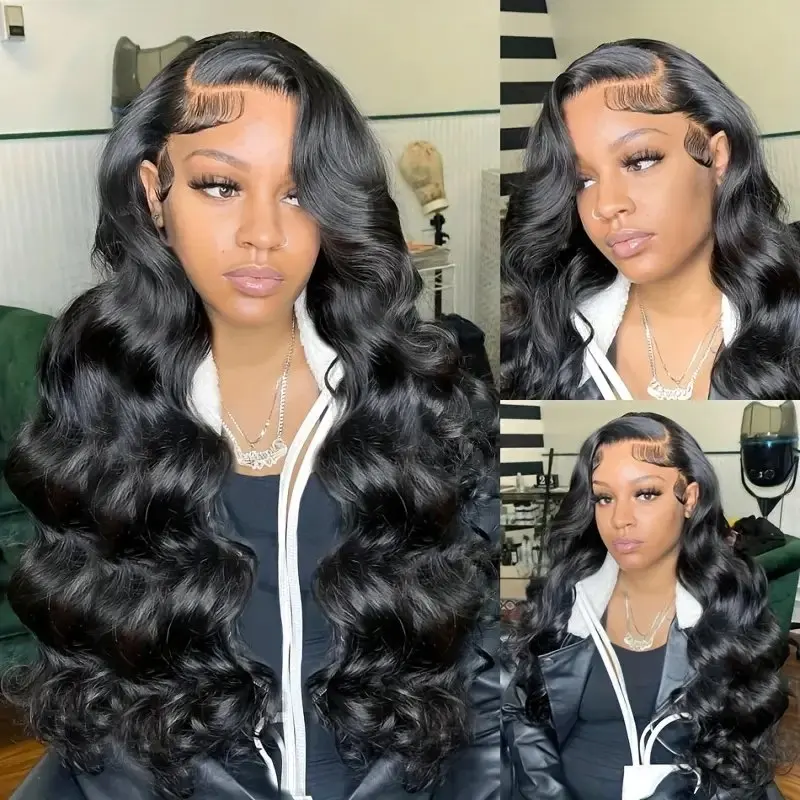 13x4 Lace Frontal 150% Natural Black 26 Inches Glueless Body Wave Pre-Plucked 13X6 Front Water Wave For Women Human Hair Wig