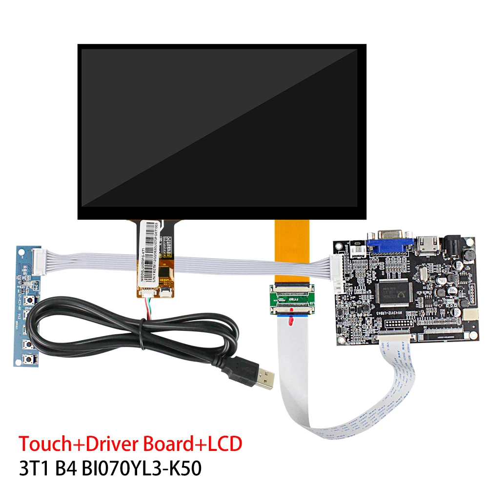 Imagem -05 - Ips Touch Screen para Raspberry pi Driver Board 1024x600 Brilho 500 Rgb 50 Pins Interface Bi070yl3-k50