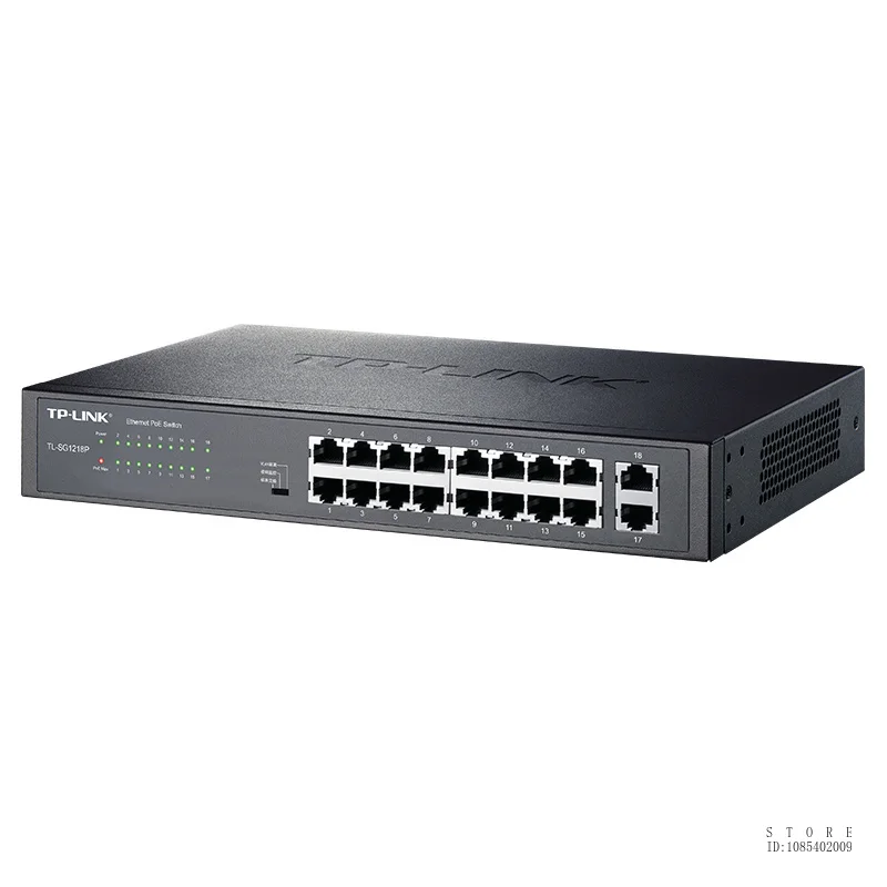 TP-LINK 16-port Gigabit POE+2 Gigabit Uplink Switch /16GE(PoE)+2GE, Total Power 180W, Single Power 30w, TL-SG1218P