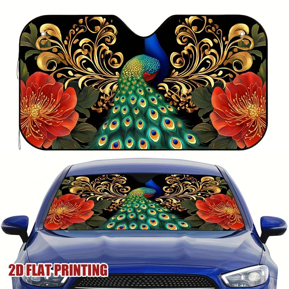 1pc Of Stunning Peacock Flower Car Sunshade, Compatible With All Types Of Vehicles, Effectively Blocks Sunlight, Maintains A Coo