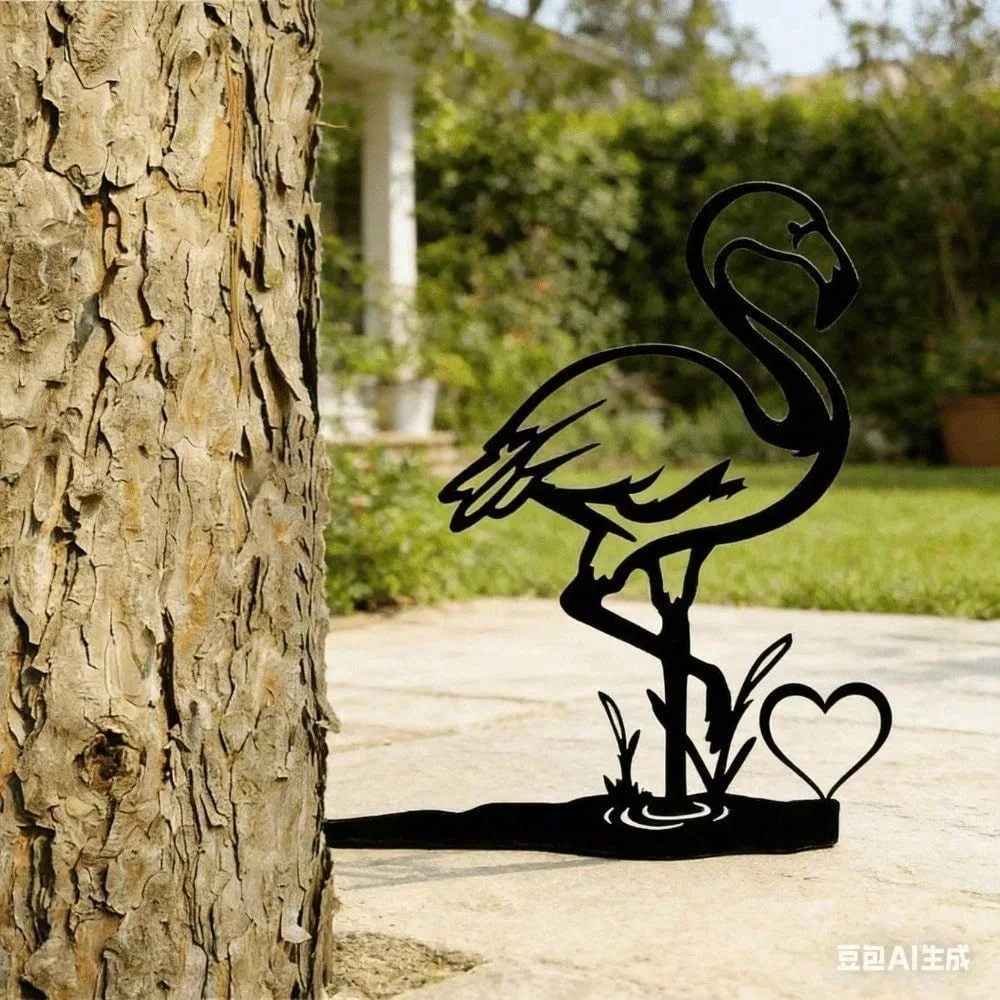 Rustic Flamingo Iron Wall Decor, Indoor & Outdoor Ornament