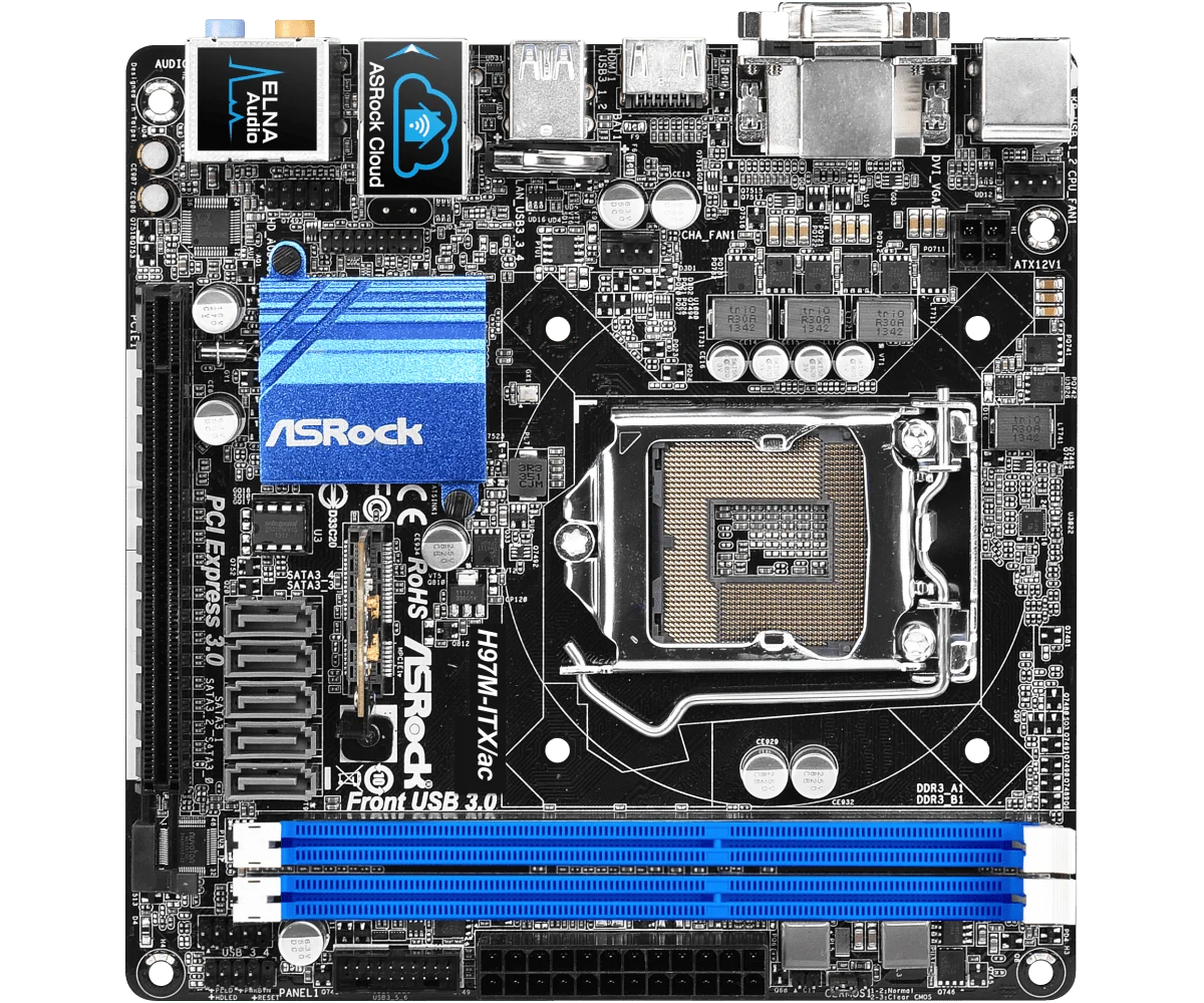 

Материнская плата ASROCK H97M-ITX/AC Материнская плата H97 Mini-ITX с поддержкой LGA 1150 4790 4690 4570 4170 4130 E3-1240 G3220 Процессор DDR3 16 ГБ