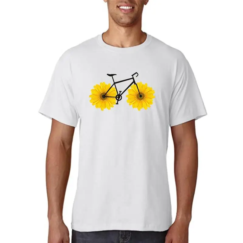 Sunflower Bicycle Printed T Shirt Fashion Women T Shirt Female Summer Casual O-neck Tops Women Cute Graphic Tee Shirts Clothing