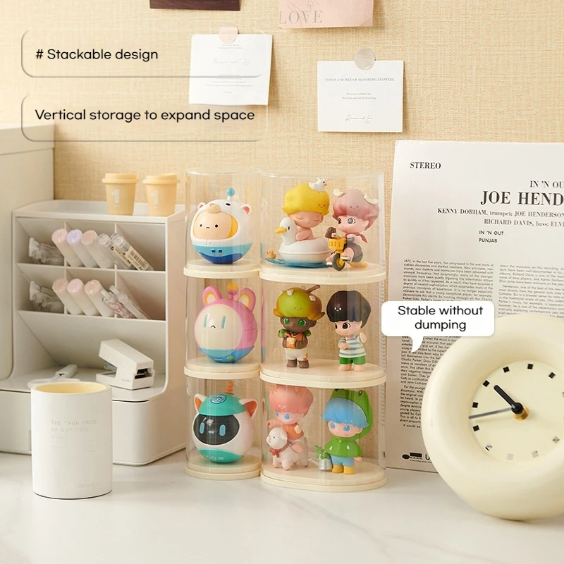 Hand-Made Ornaments Blind Box Storage Display Stand Pull Cloth Dust-Proof Doll Display Box Desktop Transparent Hand-Held Storage