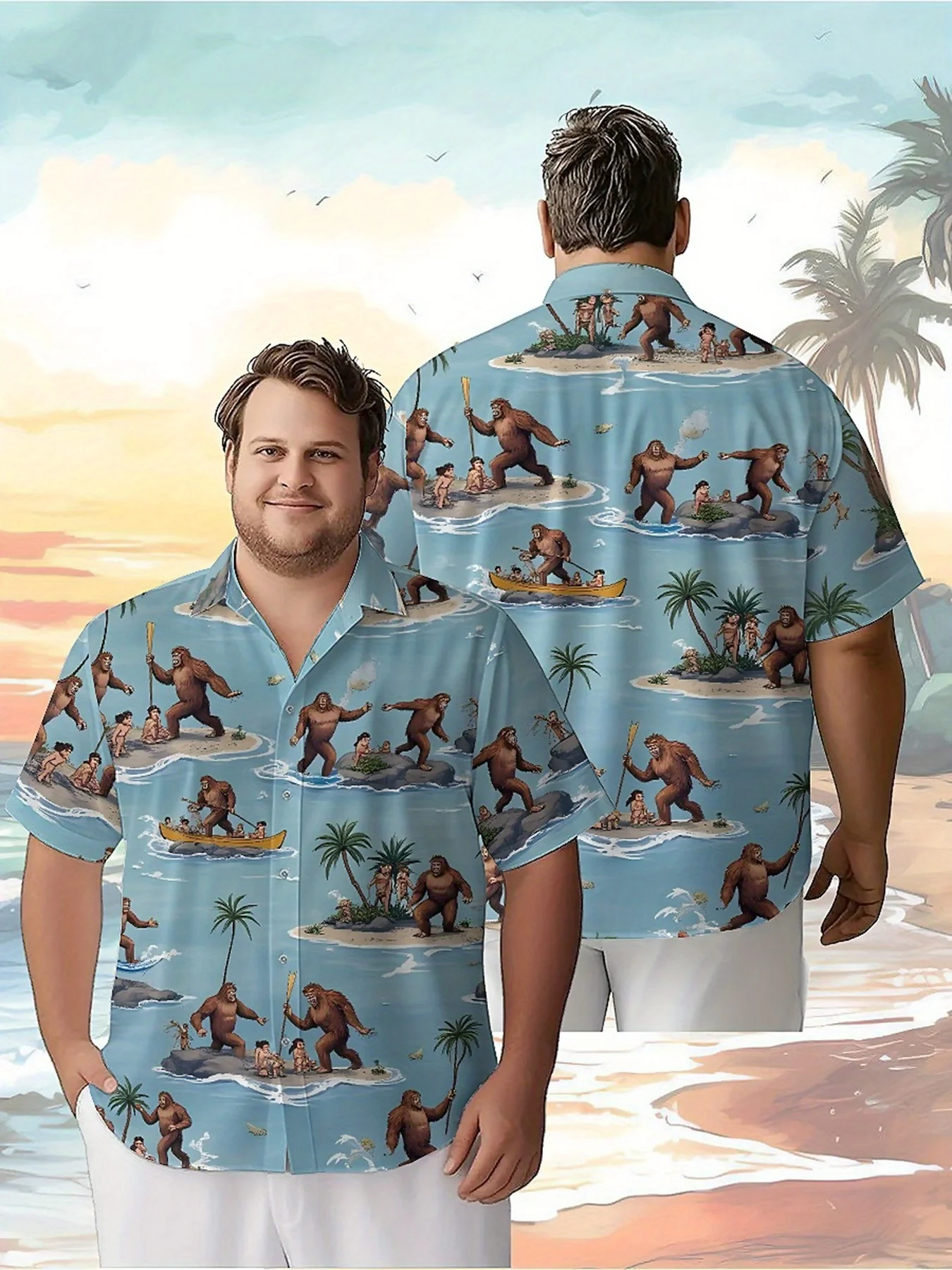 

Men's Plus Size Hawaiian ShirtsJungle Explorerpattern, Summer Casual Tops, Suitable for Outdoor and Party, Street Wear