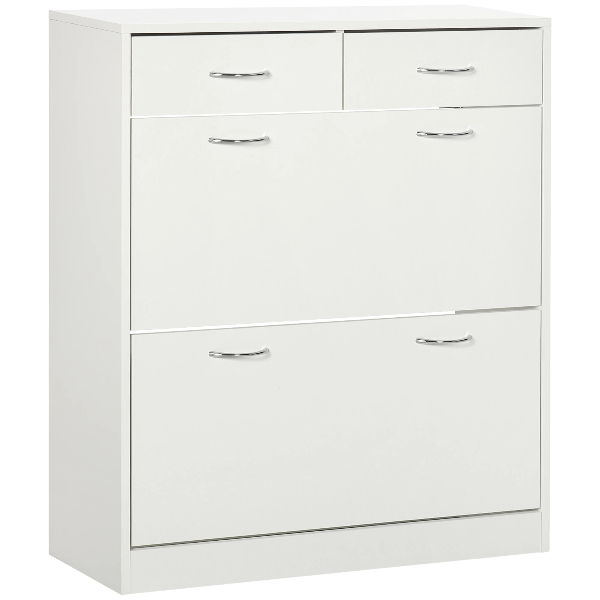 HOMCOM shoe cabinet with 2 drawers flip 80x30x91,5 cm White