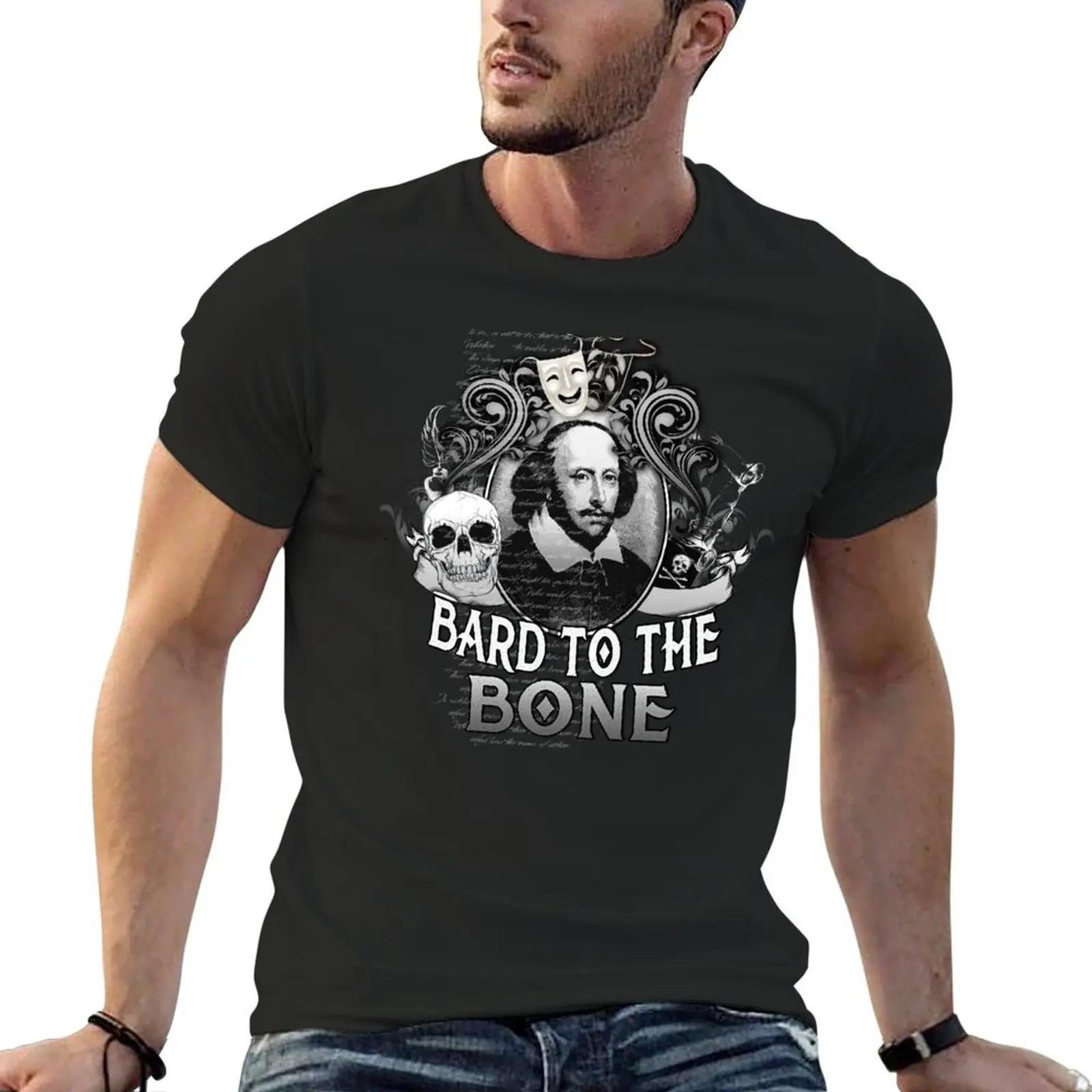 William Shakespeare Bard To The Bone Plays Quotes Poems Sonnets Biography Fans T-Shirt korean fashion t shirts for men