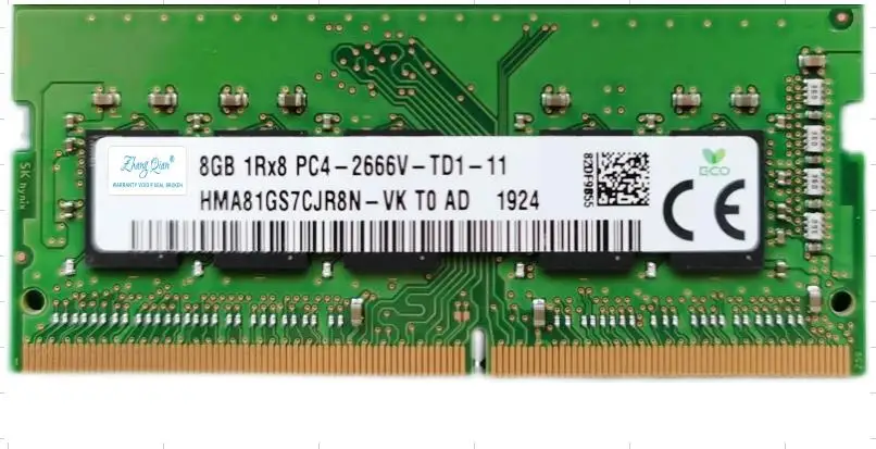 

For 8G 1RX8 PC-2666V-TD1-11 ECC SODIMM HMA81GS7CJR8N-VK