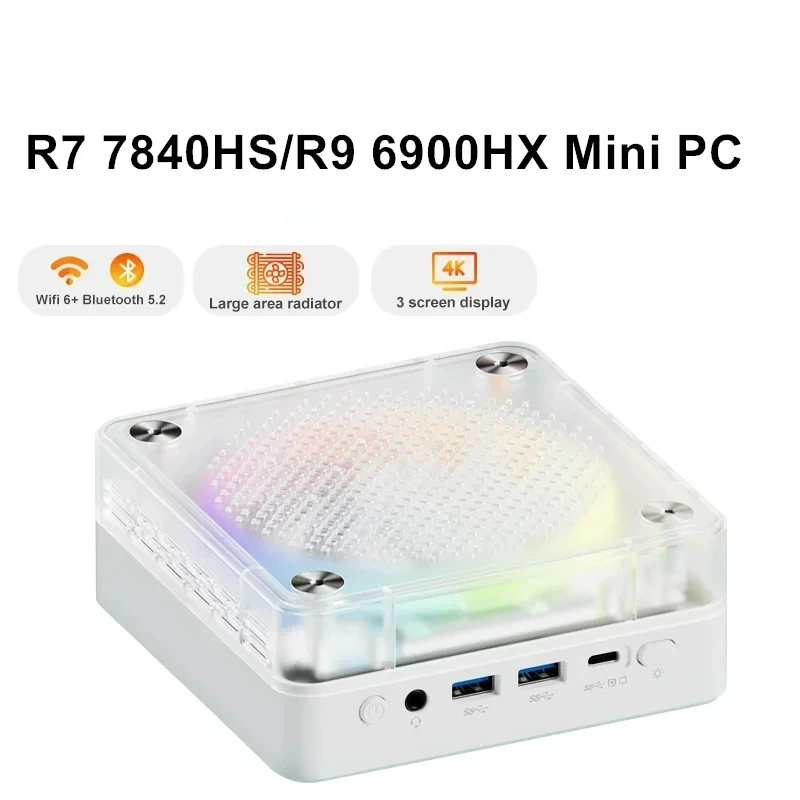 Powery MiniPC AMD Ryzen 9 6900HX Windows 11 Mini PC Colorful Gamer DDR5 M.2 NVMe SSD RJ45 Desktop Gaming Computer WiFi 6 BT5.2