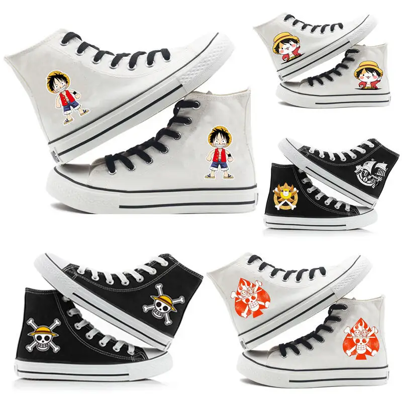 

One Piece Men and Women Canvas Shoes High-Top Casual Couple Shoes Sneakers Anime Graffiti Shoes Student Shoes Holiday Gifts