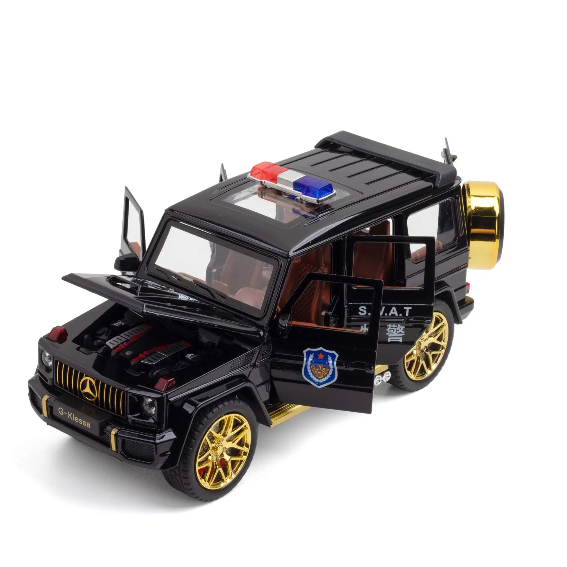 1:24 Mercedes G63 voiture de police haute Simulation moulé sous pression en alliage de métal modèle de voiture retirer son lumière voiture enfants cadeau Collection
