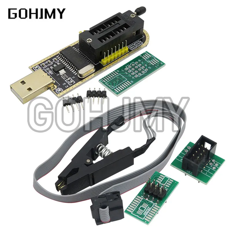 

USB-программатор CH341A 24 25 серия EEPROM, модуль программатора с флэш-BIOS + зажим SOIC8 SOP8 для проверки EEPROM 93CXX / 25CXX / 24CXX