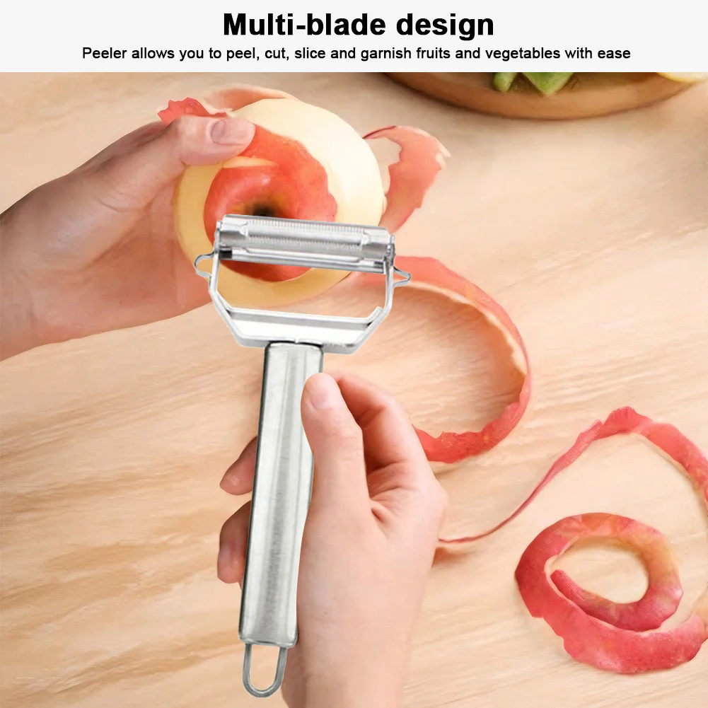 2 In 1 Julienne Peeler with Grid Plate Double Blade Peeler Multifunctional Household Shredder for Potato Orange Fruit Vegetable