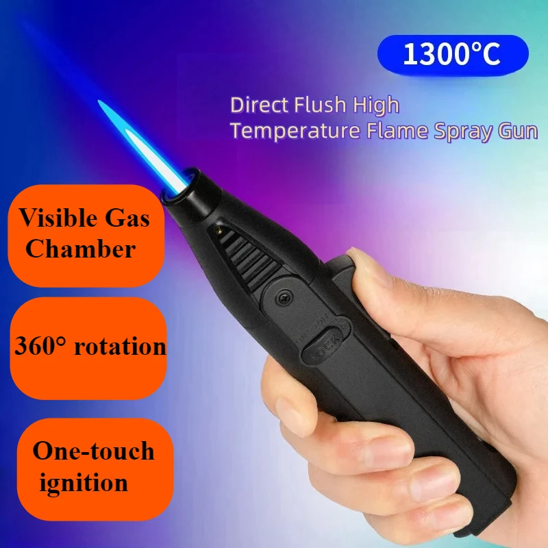 

Gas Straight Igniter Gun One Touch Ignition Circular Inflatable Cigarette Lighter Bake Grill Men's Cigarette Accessories Gifts