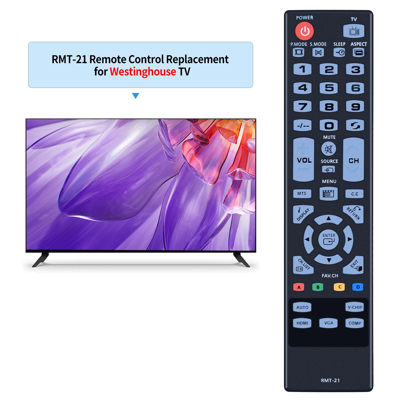 New RMT-21 Remote Control For Westinghouse TV CW40T2RW CW40T6DW CW40T8GW DW46F1Y