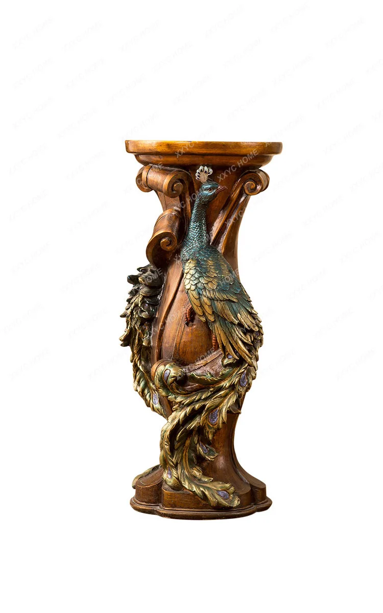 

Peacock Roman Column Decoration TV Cabinet next to Floor Creative American Decoration Home Living Room Flower Stand Decoration