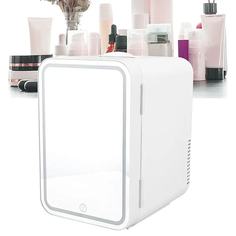 2025 Premium Frigo portatile per la cura della pelle da 4 litri - Mini frigorifero cosmetico AC/DC con specchio LED