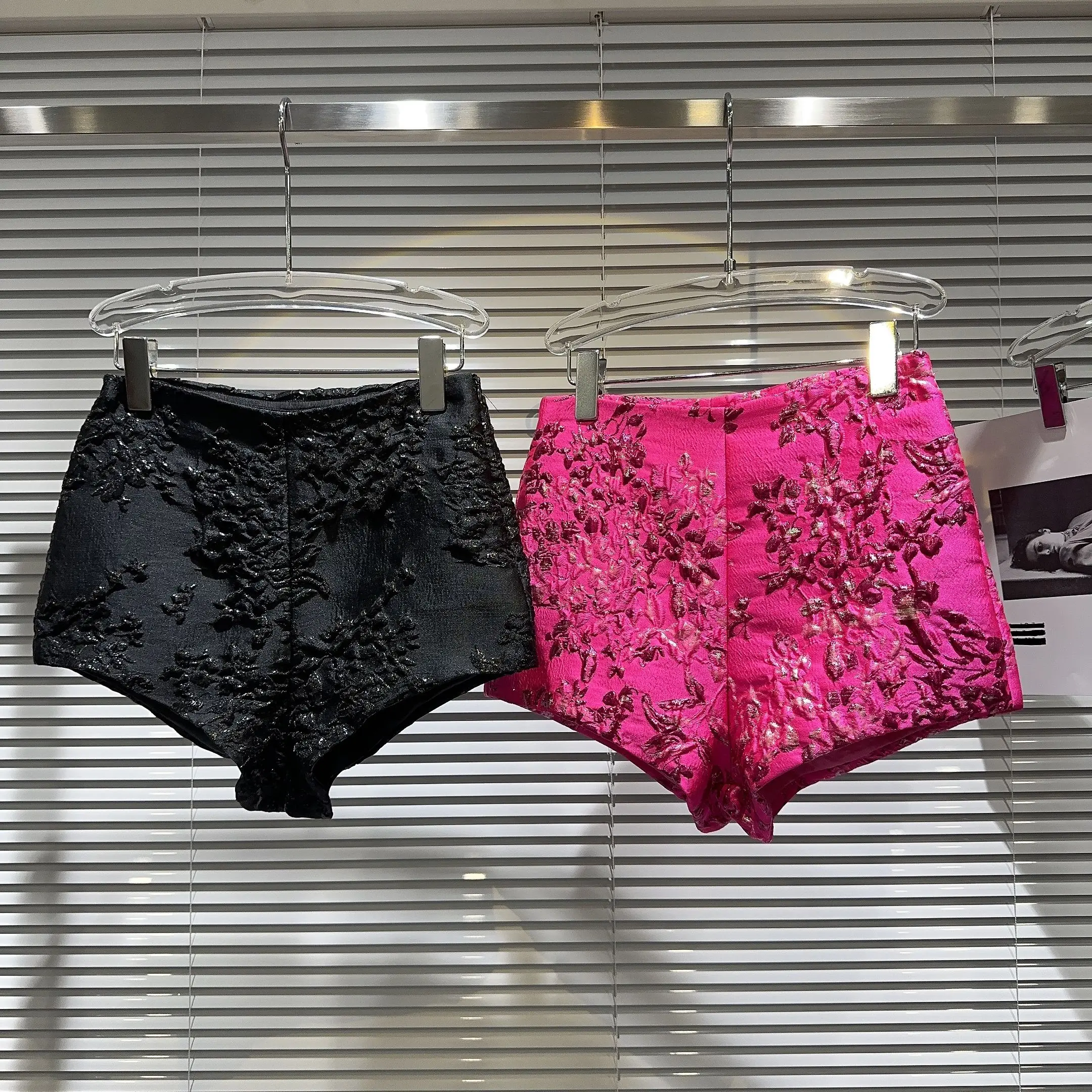 Summer 2026 Trendy Original 3D Pressed Flower Celebrity Short Shorts Spicy Girl Style Straight Leg Pants Natural Waist Polyes...