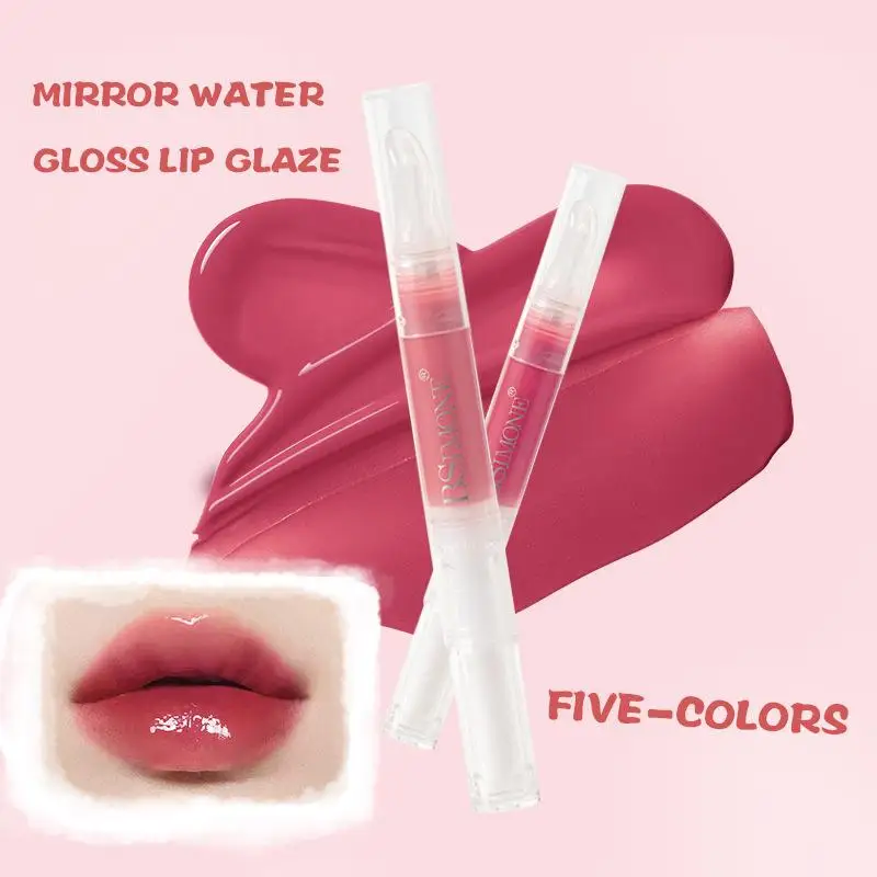 Brillo Labial BSIMONE con Efecto Espejo, Control de Rotación para el Nivel de Brillo, Tinte Labial Hidratante, Lápiz Labial con Tono Natural, Maquillaje de Labios, Cosméticos