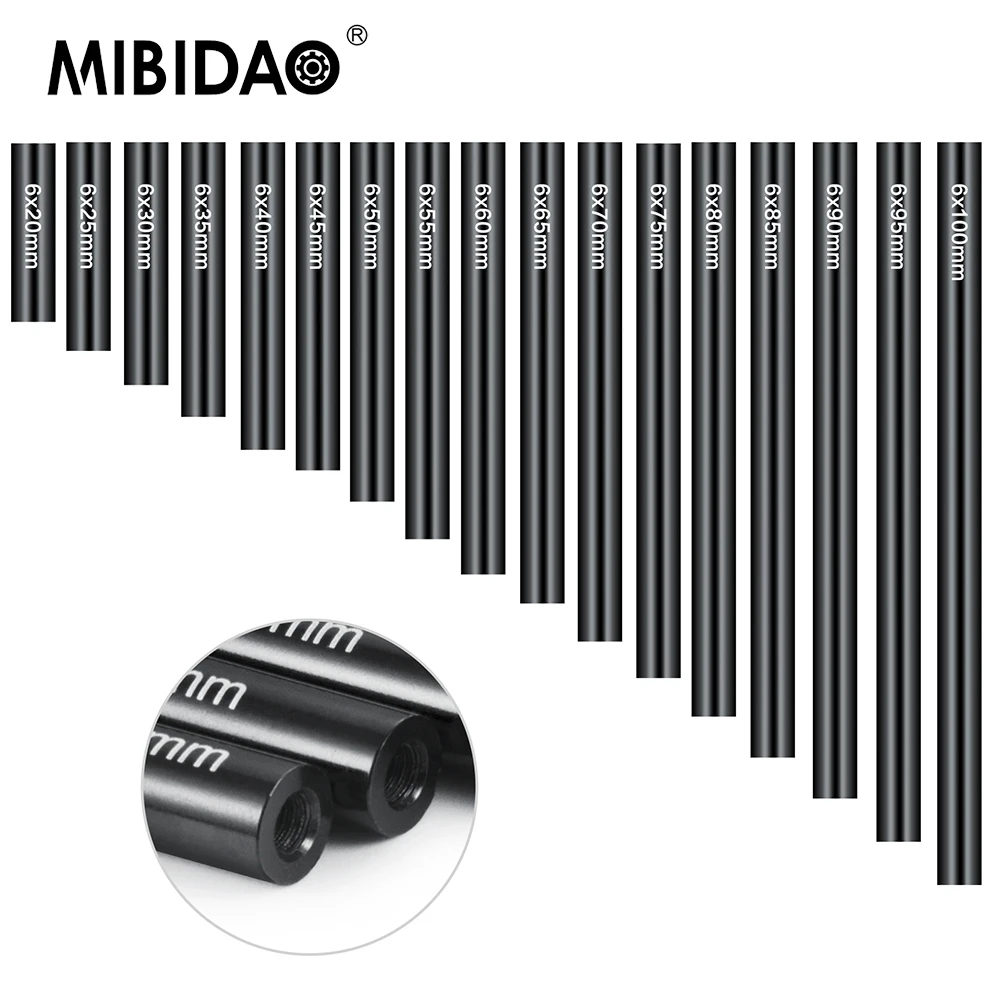 MIBIDAO 20-100mm Metal Pull Link Diameter 6.0mm for Axial SCX10 CC01 F350 RC01 D90 1/10 RC Crawler Car Model Parts Accessories