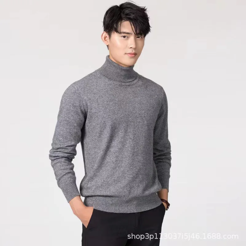 Autumn and Winter Cashmere Sweater Men\'s Pullover Half High Collar Soft and Warm Pullover Knitted Sweater Men\'s Sweater