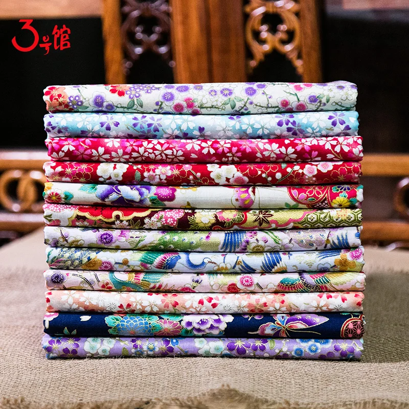 Japanese-style Japanese cotton printing patchwork DIY Chinese-style Hanfu clothing fabric cotton cloth