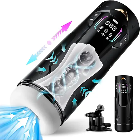 Mens Automatic Sucking Masturbator with Suction Cup Vibration Thrusting Penis Pump Trainer Cock Vibrator Stimulator Male Sex Toy