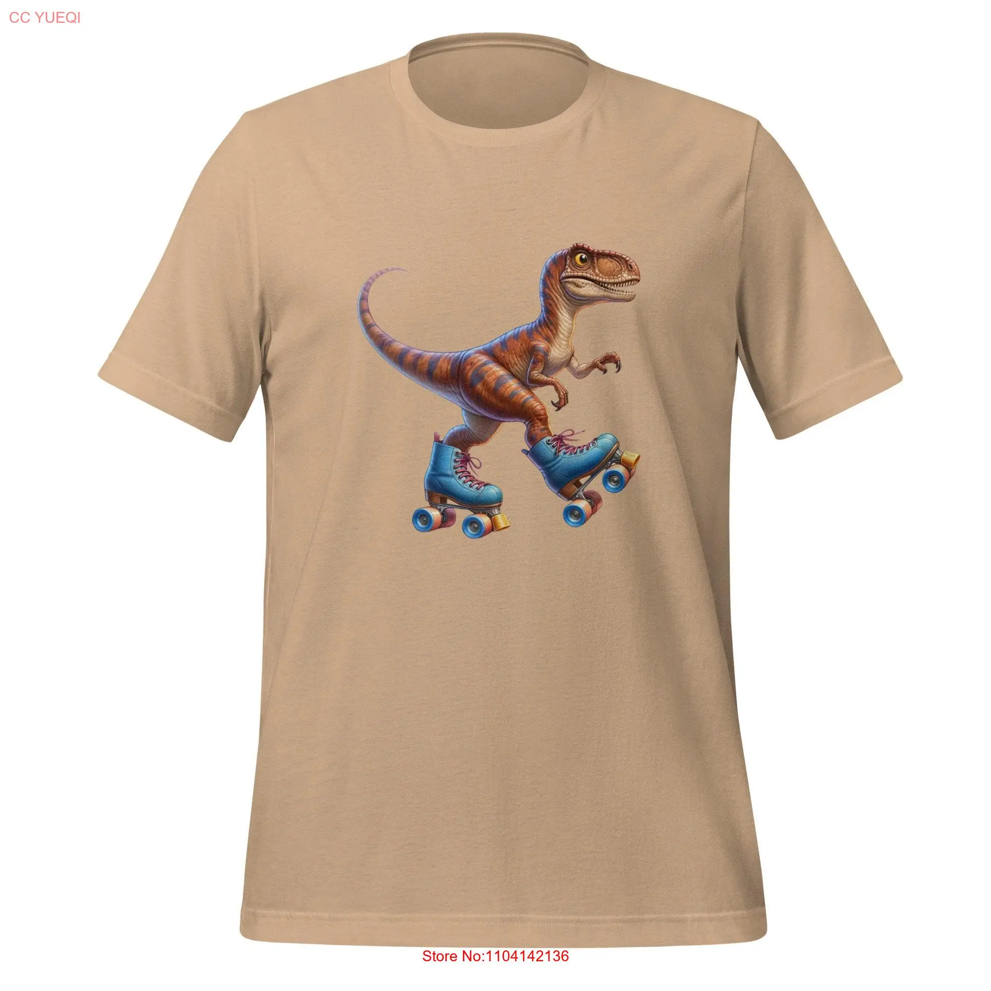 Raptor on Roller Skates T Shirt Whimsical Dinosaur Fun Prehistoric Skating Unique Dino Skate for Skaters