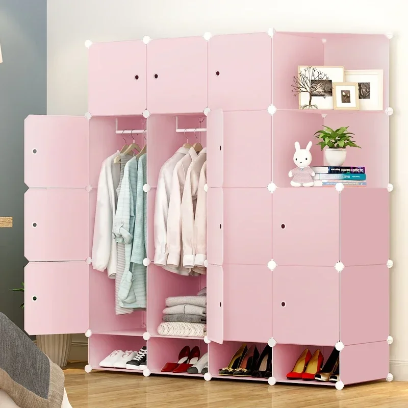 

Placard Simple Wardrobe Open Nightstands Display Shelves Mobiles Fabric Jewelry Makeup Nordic Closet Cube Armario Home Furniture