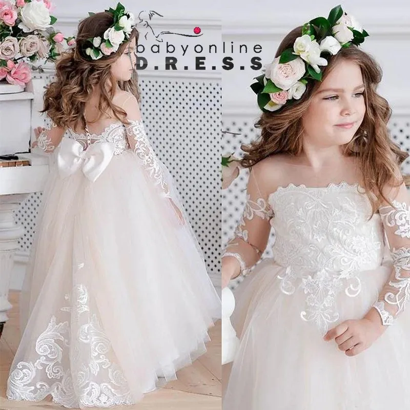 

MisShow Lace Flower Girl Dresses for Kid Child Wedding Party Princess Dress Floral Bodice Tulle Ball Gown First Communion Dress
