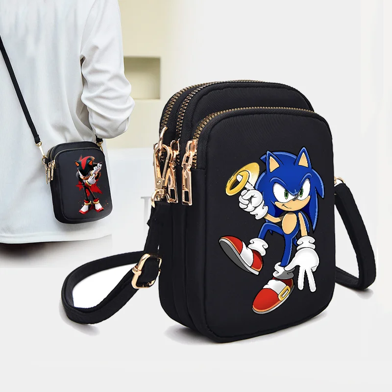 Sonics Shoulder Bag Versatile Men Mobile Phone Headphones Satchel Cartoon Anime Figure Crossbody Bags Casual Fashion Packet Gift