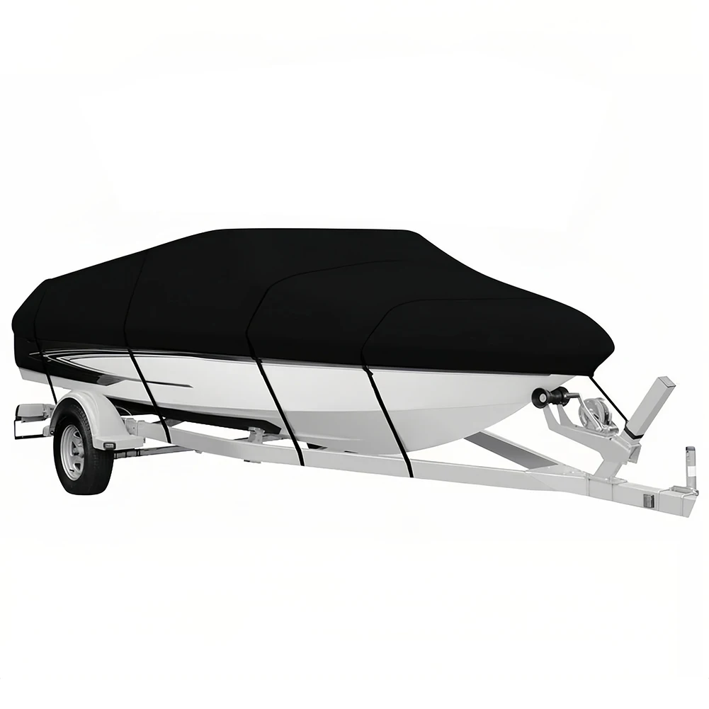 

14-16FT Boat Cover 210D Oxford Cloth Fishing Skiing Boat Protector Sunproof Sailing Boats Cover for Yachts Motors Rowing Boats