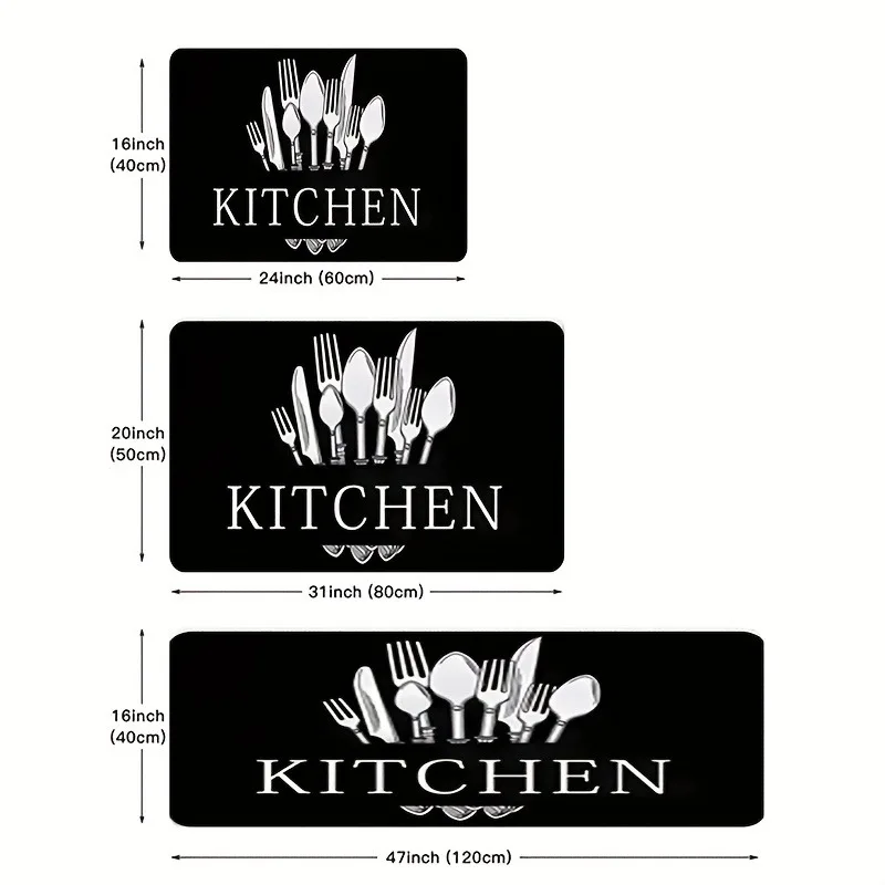 1 Piece Black Kitchen Floor Mat Bathroom Carpet Living Room Rug Bedroom Rug Entrance Mat Washable Non-Slip Carpet Room Decor view 2