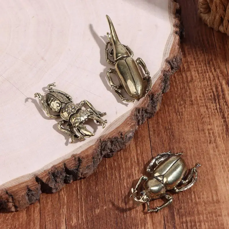 Vintage Inspired Brass Beetle Ornament Retro Style Metal Craft Creation Ideal for Home Office Tabletop Decor