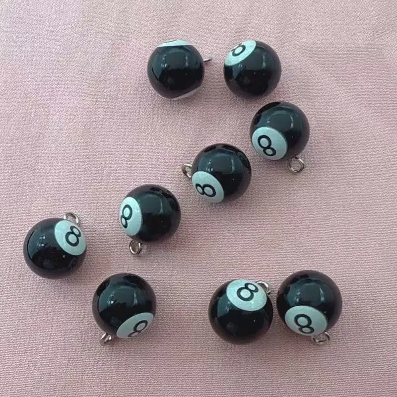 12pcs Black 8 Billiards Creative Resin Jewelry DIY Bag Pendant Table Tennis Keychain Handmade Jewelry Accessories