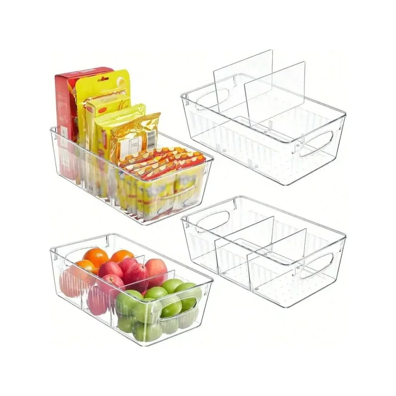 1pc Fridge Organizer, Clear Plastic Bins For Food Storage In Refrigerator Or Freezer, Kitchen, Pantry Reusable Container