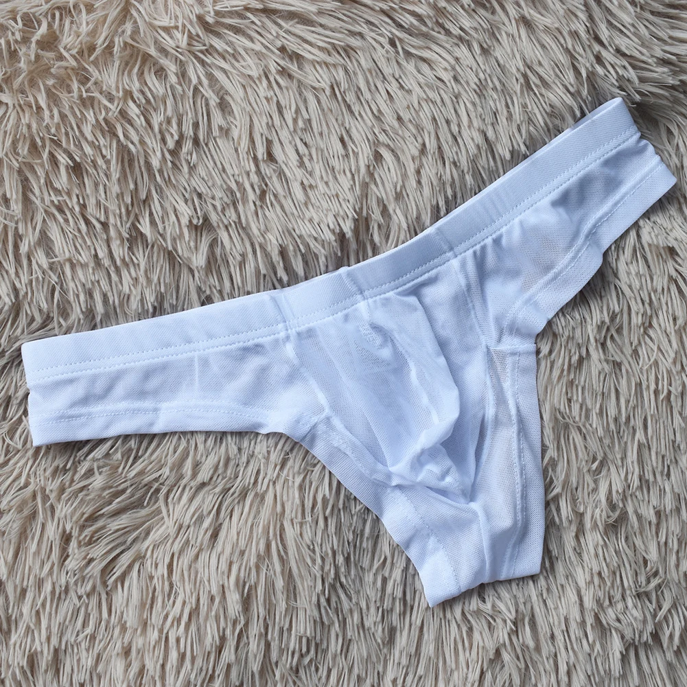 

Мужские дышащие стринги, нижнее белье с заниженной талией, прозрачной сеткой и дизайном чехла, эластичная нейлоновая смесь спандекса