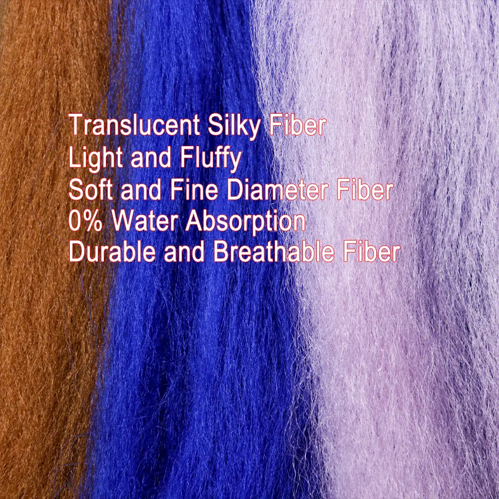 1 Packung 50cm Langes EP Seidenfaser-Fliegenbindematerial Weiche Synthetische Minnow-Faser für Streamer Köderfische Hecht Lachs Steelhead Fliegen – Detail 3