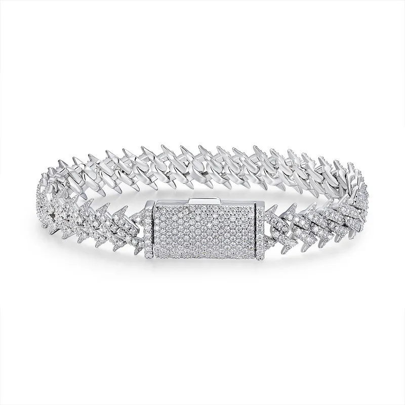 

Серебро 925 пробы, 11 мм, цвет D, муассанит, кубинский браслет-цепочка, женский хип-хоп рэпер, ледяной блестящий браслет с бриллиантовыми звеньями, браслет Pass Tester