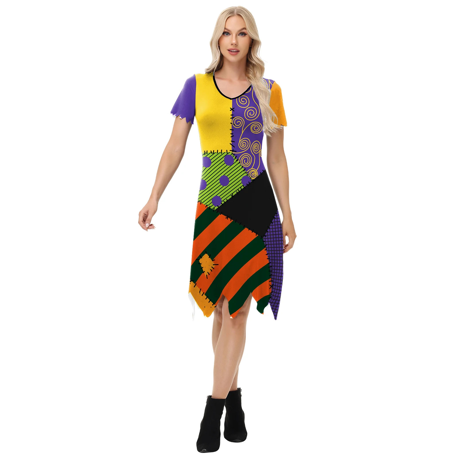 

New Sally Dress Halloween Scarecrow Dress Anime Maid Cosplay Costume Funny Day of The Dead Robe Women Carnival Party Outfit
