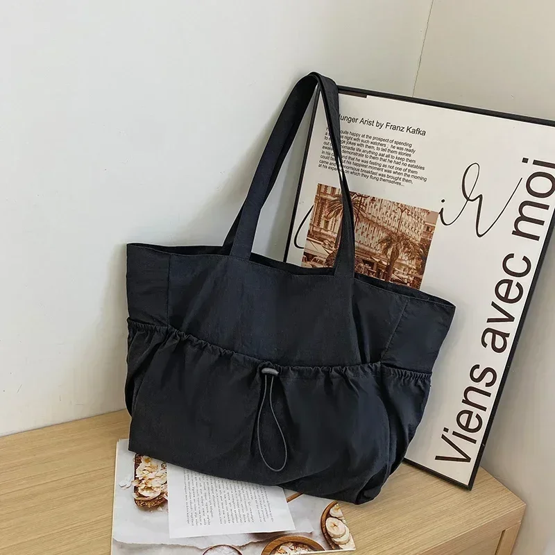 Composite Fabric Large Capacity 2024 High Quality Shoulder Bag Zipper Solid Color Casual Tote Bag Soft Simple Trendy Handbag