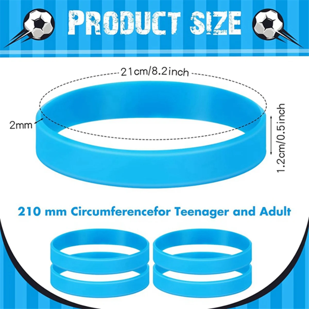 100 Pcs Solid Color Rubber Bracelets Silicone Wristband Sports Elastic Rubber Bulk Adult Wrist Bands(Dark Blue)